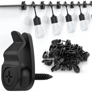 Outdoor String Lights Clips, Weatherproof Cable Hanger Hooks for Hanging Lights